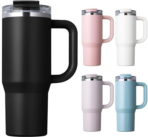 Homealexa Insulated Tumbler 900ml/30oz 304 Stainless Steel, Double Wall Vacuum Design with Leak-Proof Lid and Straw, Perfect for Cold & Iced Beverages Black