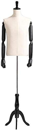 SHANYAYALI Schneiderpuppe aus schwarzem Leinen, verstellbar, Höhe 132-192 cm, Dreibein-Stativ, für Kleidung, Schmuck (Schwarz-B)