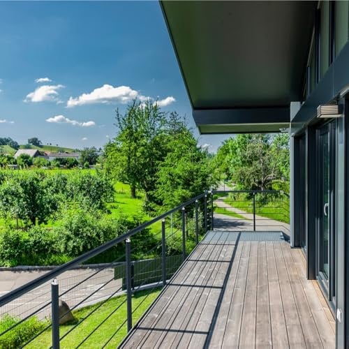 BALUSTRONE - Garde-corps gris foncé 3m pose en applique, PRAGUE 5 lisses, en kit complet