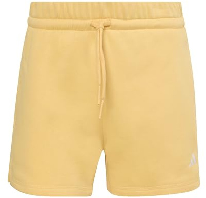 adidas Women's Essentials SMALL Logo Feel Cozy Shorts, Semi Ice Tangerine/White, S