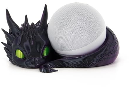Costume Wizard Dragon Stand for Echo Dot 4th/5th Gen, 3D Printed Dragon Amazon Echo Desktop Speakers, Holder for Echo Dot 5th Gen Echo Dot 4th Gen, Made in USA (Dark Purple)