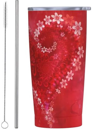 Qgwdyyjq Mug isotherme en acier inoxydable pour la Saint Valentin Motif cœur rouge 590 ml
