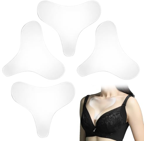 Qianyu 4 Stück Dekollete Pads Silikon Truhe Pads Brust Falten Pad Falte Entferner Falten-Pflaster für die Nacht Glätten und Beugen Falten für Frauen