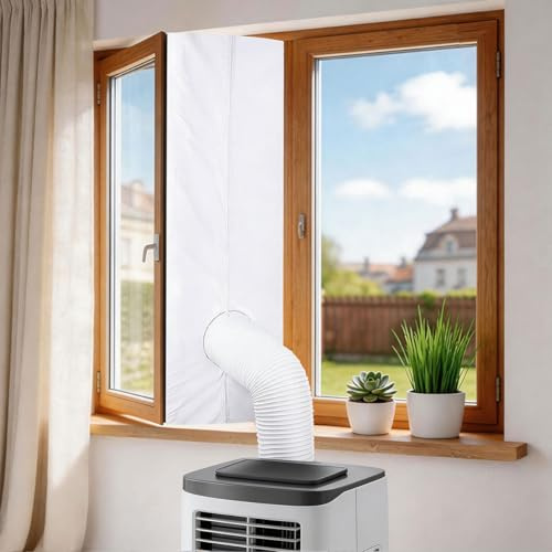 300CM Kit de Ventana para Aire Acondicionado Portátil Universal | Sellador de Ventana para Todo AC Móvil y Secadoras, Aislante de Tela Hot Air Stop, Mantén la Casa Fresca, Fácil de Instalar