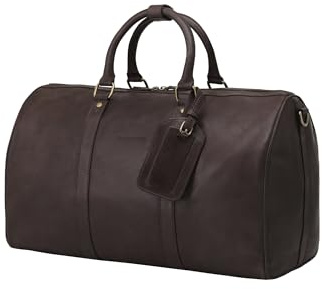 DRAKENSBERG Leder Weekender 'James' (45cm) - 25L - Dunkel-Braun, DR00425 | Kleine Reisetasche, Sporttasche, Damen, Herren, anerkanntes Flug-Handgepäck