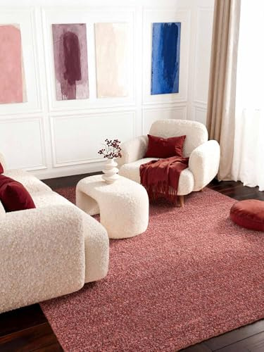 Ted Baker Kurzflor Teppich Portobello - Soft Bouclé Wohnzimmerteppich, Handgewebt & Weich, Woll-Look, Schlingen Teppich Flauschig für Wohnzimmer, Schlafzimmer, Esszimmer – Dunkelpink, 160x230 cm