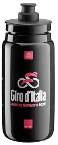 ELITE Borraccia FLY GIRO D'ITALIA 2026 | Black Map | Edizione Limitata Ufficiale Corsa Rosa | Ultra-Leggera 51g | BPA Free | Valvola High-Flow | 550ml