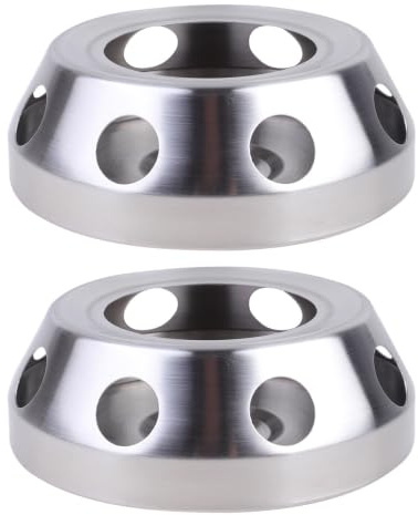 KAJNBN 2pcs Stainless Steel Tea Kettle Warmer round Base Portable Tea Warmer Stand for Candle Tealights for Buffet and Indoor Social Events