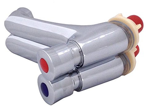 Non Concussive Push Down Basin Mounted Pair of taps Chrome auto Automatic Close