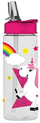 infinite by GEDA LABELS (INFKH) Unicornio grande, 500 ml, botella Tritan, aprox. 500 ml, plástico, multicolor, 7,5 x 7,5 x 21 cm
