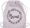 Turnbeutel Rucksack - JGA Junggesellenabschied Frauen - Braut Blumenkranz schwarz - Unisize - Pastell Rosa - utensilien junggesellinnenabschied brauttaschen bachelorette party bräute juterucksack