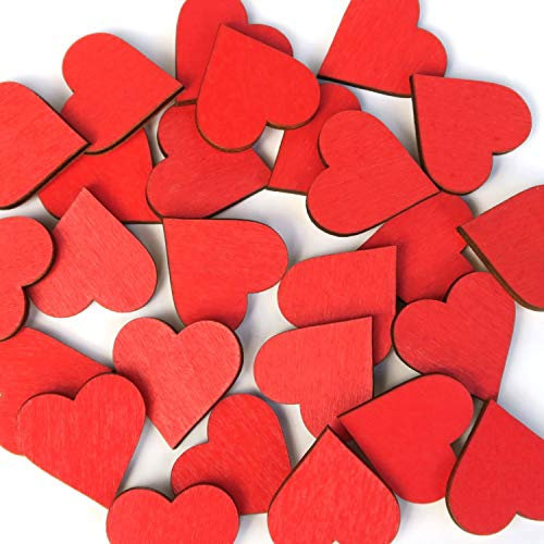 Rote Holz Herzen - im Set - Deko Zuschnitte 1-10cm, Größe:Herzen 3cm, Pack mit:100 Stück