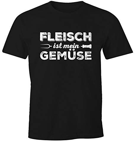 MoonWorks® Herren T-Shirt Fleisch ist Mein Gemüse Fun-Shirt Barbecue BBQ Grillen Food schwarz 4XL