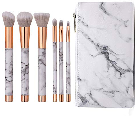 Zjmirensho 6pcs / set pinceaux de maquillage professionnel mis avec poignée de pinceau de maquillage de marbre blanc
