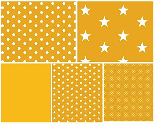 babrause® Stoffpaket Baumwollstoff 5x(50x150cm) Öko Tex zertifiziert - Patchworkstoffe (gelb)