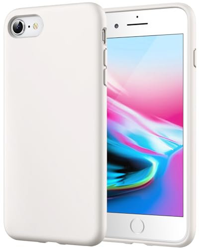 JETech Silicone Hülle für iPhone SE 3/2 (Modell 2022/2020), iPhone 8 und iPhone 7, seidigem Ganzkörper-Schutzhülle, mit weichem Mikrofaser-Innenfutter stoßfestes Abdeckung (Weiß)