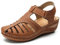 HHZY Sandales Femme Été Confortable Talon Compensées Nu-Pieds Mode Chaussure Orthopédique Bout Fermé Plateforme Cuir PU Grande Taille Chaussures de Plage,Marron,38