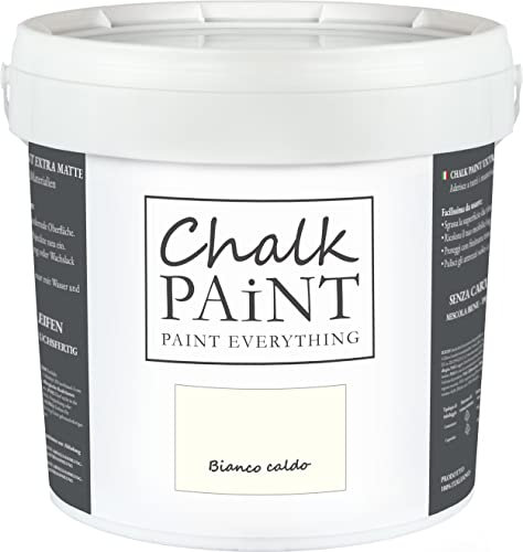 CHALK PAINT Everything Bianco Caldo 5 Litri - SENZA CARTEGGIARE Colora Facilmente Tutti i Materiali 5 l (Confezione da 1)