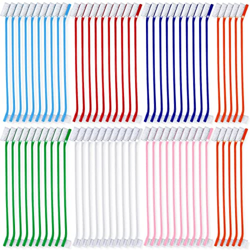 Honeydak 70 Pcs Dog Tooth Brush Dual Headed Pet Toothbrush, Colorful