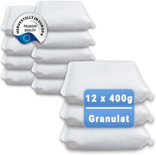 12 x 400 Gramm (4E) Luftentfeuchter Nachfüllpack Vliesbeutel XXL Box Granulat Nachfüllen Raumentfeuchter (neutraler Duft)