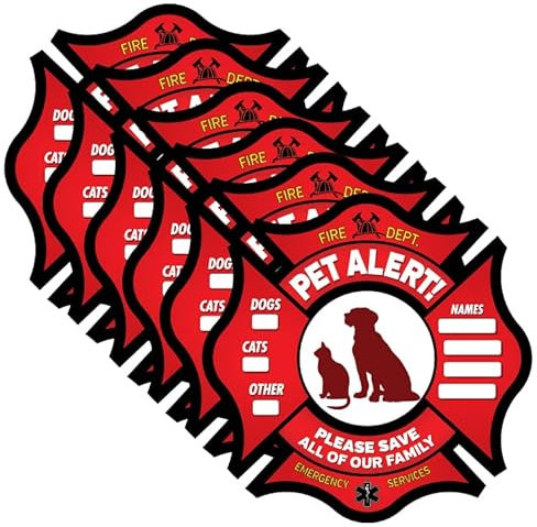 Aufkleber für Haustiere, Feuerschutzwarnung, Türschild (6 Stück statische Haftung, Feuerwehrmann-Symbol)