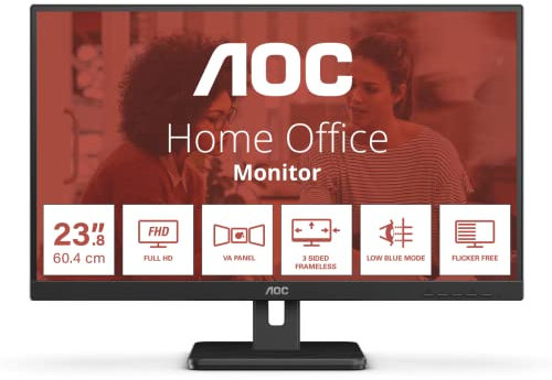 AOC 24E3UM - 24 Zoll FHD Monitor, AdaptiveSync, Laustprecher (1920x1080, 75 Hz, DisplayPort, HDMI, VGA, USB Hub) schwarz