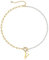 TINGN Kette mit Buchstaben Perlen Kette Gold, 14K Vergoldet Büroklammer Gliederkette Halskette Choker Kette Halskette Perle Ketten Anhänger Initialen Halskette Damen Schmuck Geschenke Verstellbar (V)