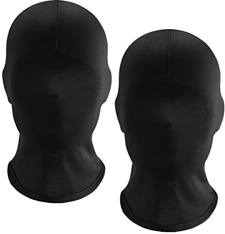 keland 2 Stück Vollgesichtsmaske Spandex Kopfmaske Gesichtslose Maske für Halloween cosplay(Schwarz)