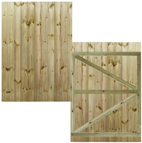 Bespoke Custom Made To Measure UPTO HEIGHT: 6ft (180cm High) Tongue & Groove Fully Framed Flat Top Pathway Garden Pedestrian Gate [Width Between 105CM to 120CM Hinge Pack Option Removed