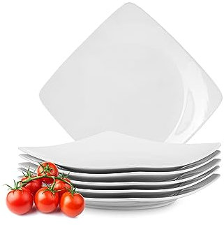 Konsimo. Frühstücksteller für 6 Personen - Dessertteller aus Keramik - Set Kuchenteller 6er - EPIRI Moderne Kleine Teller - 21x21 cm - Weiß