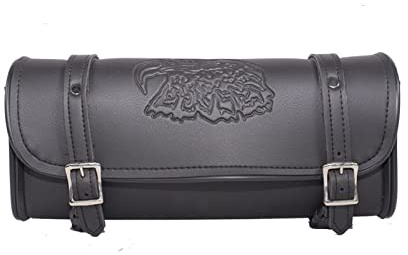 GARGOYLE BELLS Sac à Outils de Moto en Cuir pour Guidon de Moto, Sac Universel pour Fourche de Moto, sacoches de Selle, Sac à Outils de Rangement pour Moto (Noir, 25,4 cm)