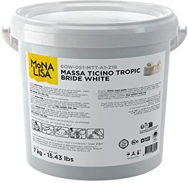 Massa Ticino Tropic Bride White Icing By Mona Lisa, Fontant Sugarpaste for Cakes Multi-Purpose, 7 Kg, Fondant For Baking, Modelling, Covering, And Decoration,