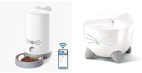 Catit PIXI Comedero Inteligente para Gatos - Capacidad del depósito de 1.2 Kg & Bebedero Fuente para Gatos