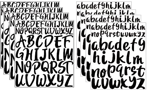 HsentimenH 8 Blatt Selbstklebende Buchstaben Aufkleber, 2,5cm & 5cm, Vinyl, Schwarz, Typografisch, Repositionierbar, Glänzend, Wasserfest, Outdoor, für Fenster, Poster, Auto & Sammelalbum