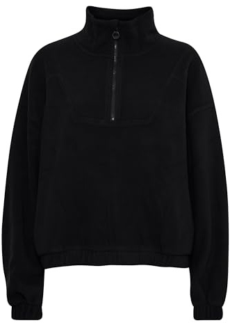 NORTH BEND NBConza Fleecepullover atmungsaktiv modischer Troyer-Pullover mit Stehkragen, Größe:38, Farbe:Black (1001)