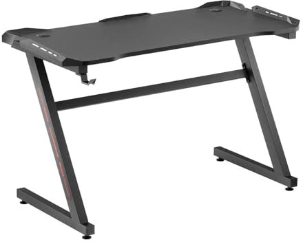 SEVICO Computertisch Gaming Schreibtisch Arbeitstisch Tisch LED 120 cm Gamer Ergonomischer Computertisch mit LED-Beleuchtung stabiles Z-Gestell Schwarz
