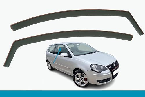 Set Of 2 Wind Deflectors Compatible with VOLKSWAGEN POLO MK4 3-door HATCHBACK 2002 2003 2004 2005 2006 2007 2008 2009 Models