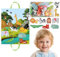 PUCHEN Kinderspielteppich, Stadtstraßenteppich, 2-in-1-Kinderspielteppiche mit Stoffauto und LKW, Kinderteppich-Spielmatte City Rollenspiel, Lernspielzeug mit Rasselpapier-BB-Gerät für Jungen und