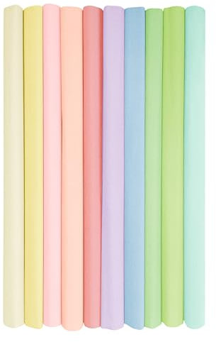 Interdruk - Rollos de papel crepé para niños, bricolaje y decoraciones - Paquete de 10 rollos (50 cm x 200 cm, 28 g/m2) - colores pastel