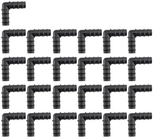 CAIONPLE Packung mit 25 StüCk, 1/2-90-Grad-, Widerhaken-Crimp-Pex-Fitting, Kunststoff-Pex-Fittings, (1/2-, 25 StüCk)