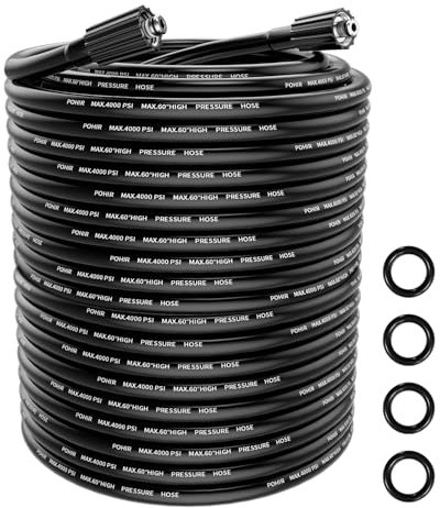 POHIR Pressure Washer Hose 100FT, Kink Resistant Power Washer Replacement Hose 1/4 Inch with M22 14MM Swivel, Lightweight Pressure Washer Extension Hose 3600 PSI