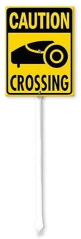 Geroclonup Lustiges Schild für den Hof, Roboter, Rasenmäher, Kreuzung, Schild mit Pfahl, 17,5 x 22 cm, rostfreies Aluminiumschild für Hof, Garten, Rasen, Straße, Outdoor