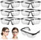 Kigniote Schutzbrille Arbeitsschutzbrille,6 Stück Sicherheitsbrille Transparent Schutzbrille für Brillenträger Labor Schutzbrille Chemie Schutzbrille für Kinder Herren Damen (Schwarzer Rand)