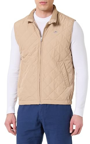 GANT Men's Quilted Windcheater Vest, dark khaki, XL