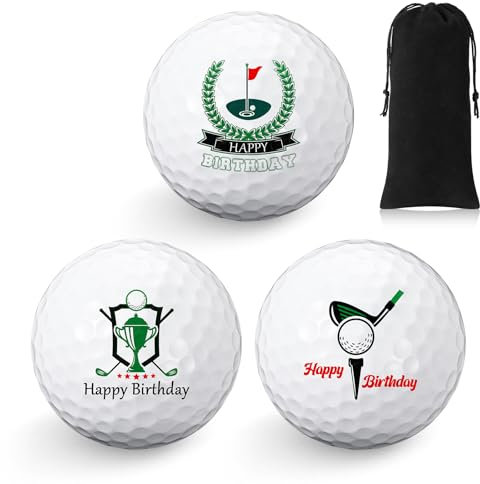 Threan 3er Pack Happy Birthday Golfbälle Geschenke Set lustige Golfbälle Geburtstag Golfbälle Geschenke für Golfspieler Eine Einheit in Standardgröße(Klassischer Geburtstag)