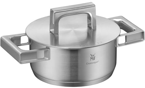 WMF Vitalis Aroma - Vaporera de acero inoxidable, para inducción, 41 x 27 x 10 cm, fuente de 6,5 l, tapa de cristal con borde de silicona, termómetro de jardín, garblech, acero inoxidable Cromargan