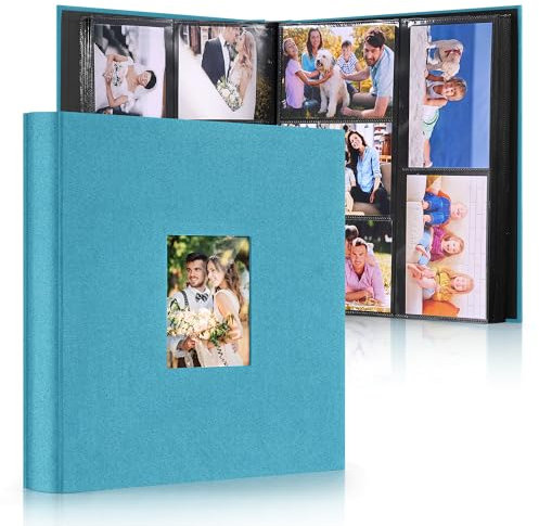 DazSpirit Großes Fotoalbum Einsteckalbum für 600 Fotos (10x15 cm) - Leinenbindung, Personalisierbar, Ideal für Familie, Hochzeiten, Reisen & Baby-Erinnerungen, Fotobuch zum Einstecken, Schwarz