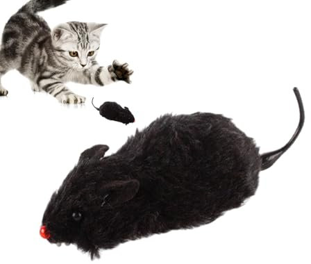 Holdes Jouets de Souris pour Chat, Jouets de Souris de Course à remonter | Jouet de Course de Souris réaliste,Chat en Peluche Chasse mécanique en Cours d'exécution Jeu interactif pour Chatons, Chats
