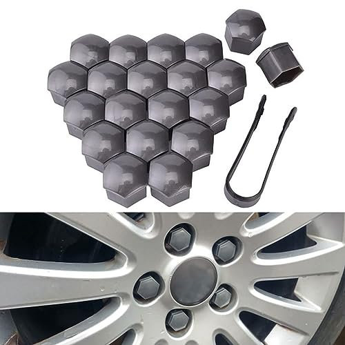 PLCGTNNP 20 Piezas Tapones Tornillos Ruedas Coche para Fiat Ducato 2006-2021, Tapa Tornillos Tuerca Pernos de Rueda Caperuzas Tornillo Cubiertas Hexagonales Tapones Tornillos,B/Grey-21mm