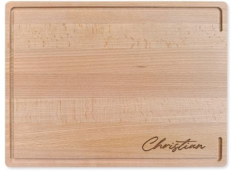 LOOXIS Personalisiertes Schneidebrett mit Namen graviert – 40x30 cm, Buchenholz, Saftrille, Steakbrett, Charcuterie Board – Geschenkidee Männer, Frauen, Vatertag, Muttertag, Einzug – Motiv 8